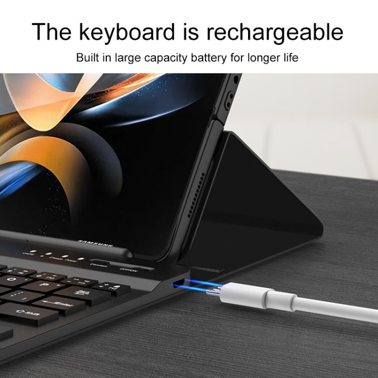 For Samsung Galaxy Z Fold4 5G Magnetic Folding Bluetooth Keyboard Leather Case