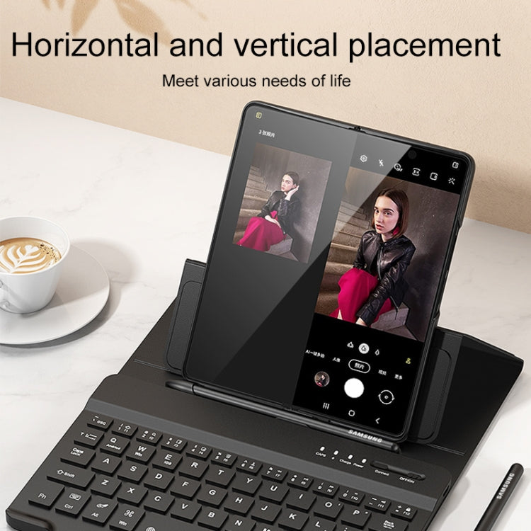 For Samsung Galaxy Z Fold4 5G Magnetic Folding Bluetooth Keyboard Leather Case