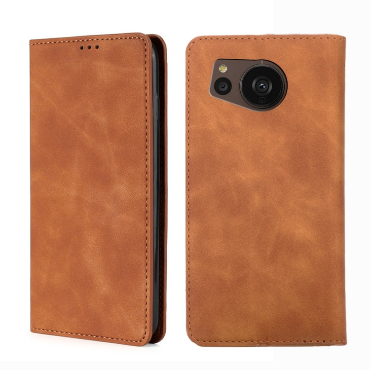 For Sharp Aquos sense7 Plus Skin Feel Magnetic Horizontal Flip Leather Phone Case