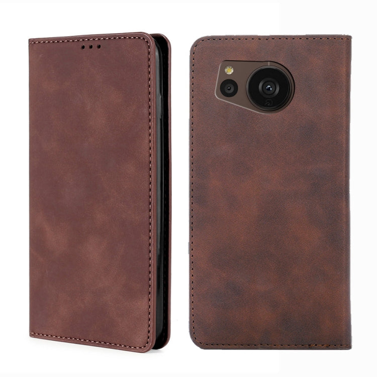 For Sharp Aquos sense7 Plus Skin Feel Magnetic Horizontal Flip Leather Phone Case