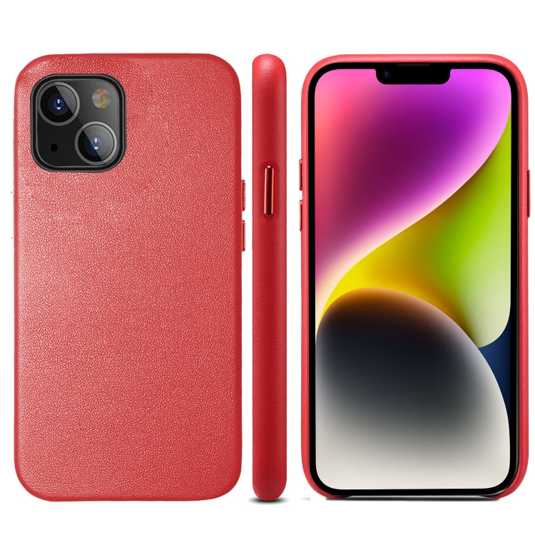 For iPhone 14 Lamb Grain PU Back Cover Phone Case