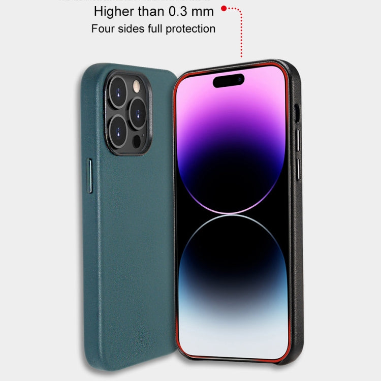 For iPhone 14 Pro Max Lamb Grain PU Back Cover Phone Case