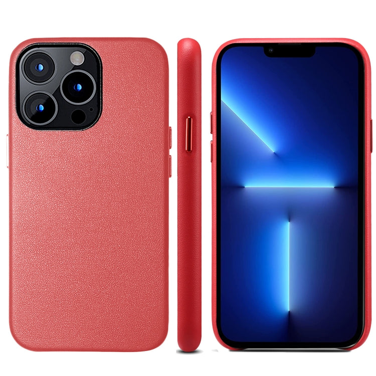 For iPhone 13 Pro Max Lamb Grain PU Back Cover Phone Case