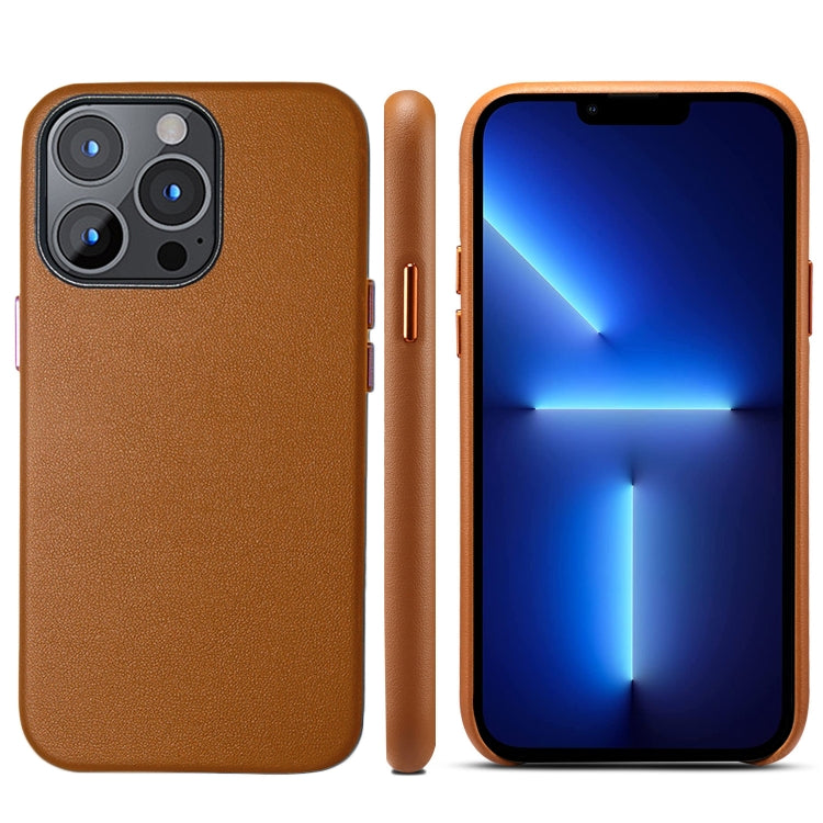 For iPhone 13 Pro Max Lamb Grain PU Back Cover Phone Case