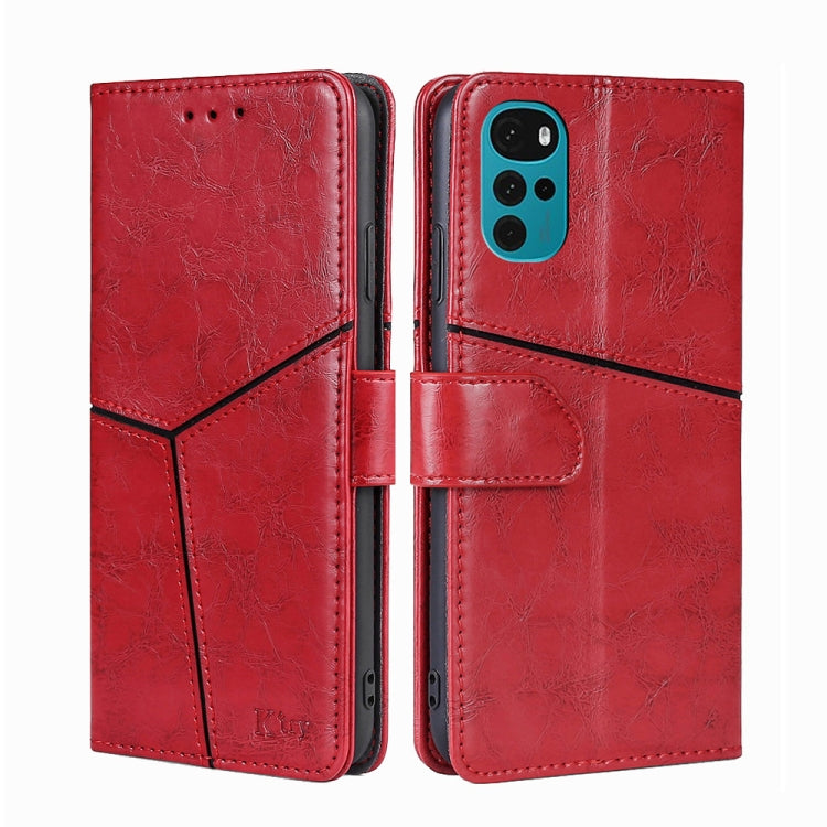 For Motorola Moto E32 India/E22s 4G Global Geometric Stitching Horizontal Flip Leather Phone Case