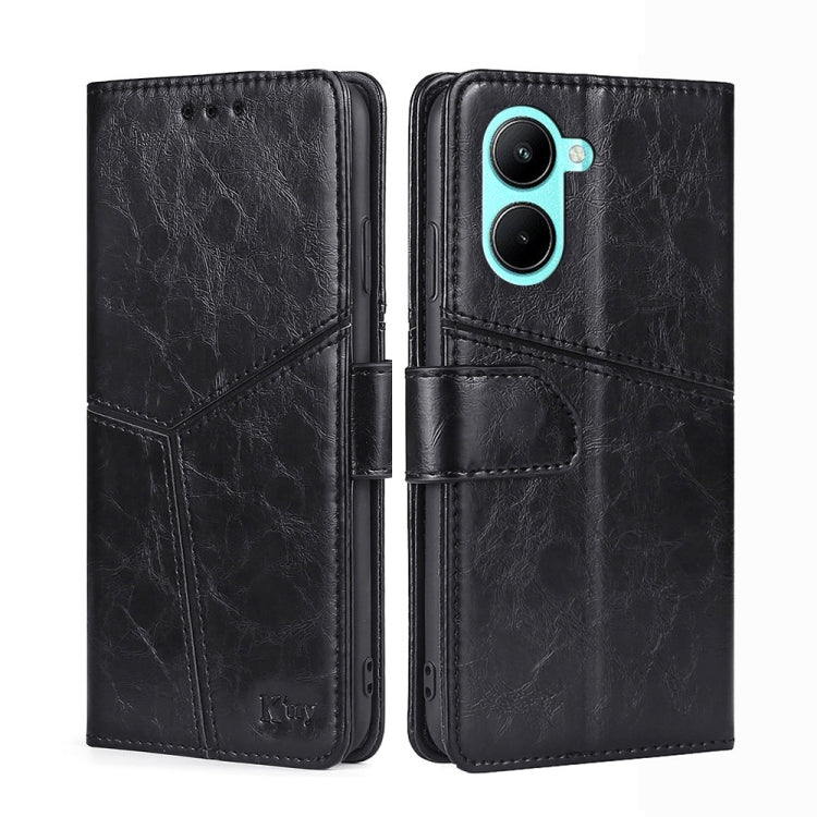 For Realme C33 4G Geometric Stitching Horizontal Flip Leather Phone Case