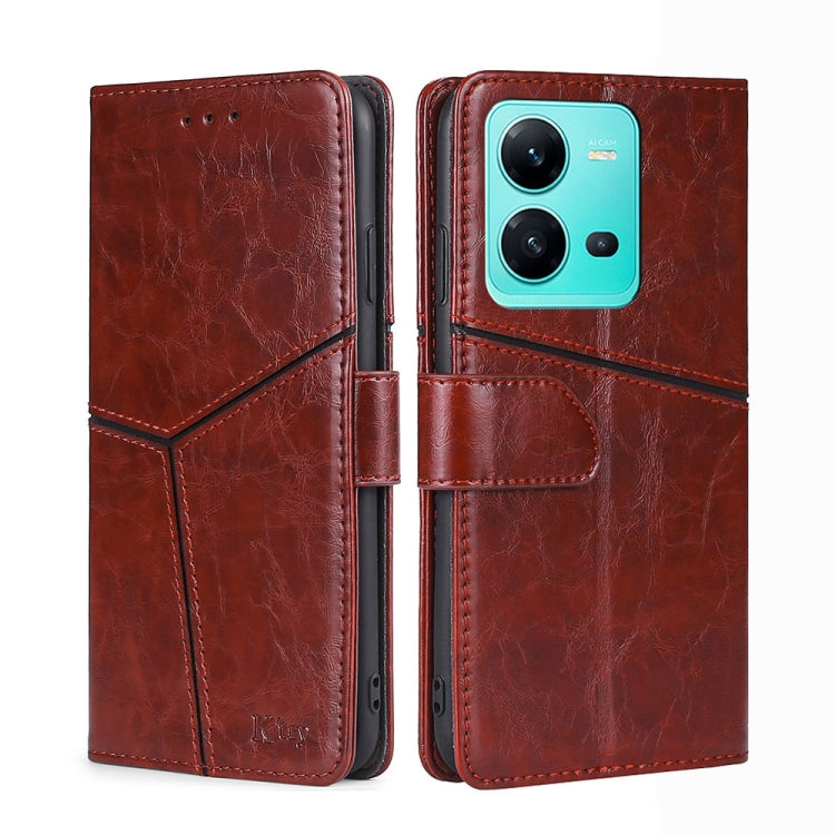 For vivo V25 5G/V25e 5G/X80 Lite Geometric Stitching Horizontal Flip Leather Phone Case