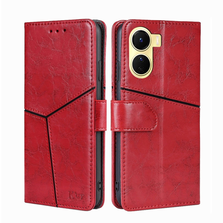 For vivo Y16 4G/Y02s 4G Geometric Stitching Horizontal Flip Leather Phone Case