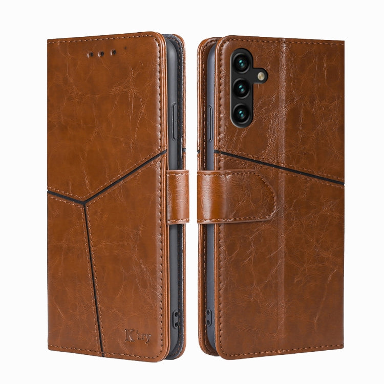 For Samsung Galaxy A04s Geometric Stitching Horizontal Flip Leather Phone Case