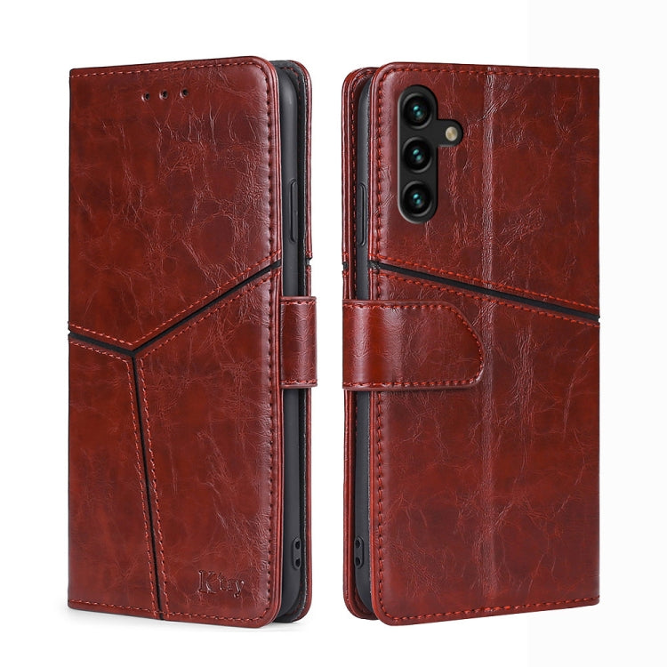 For Samsung Galaxy A04s Geometric Stitching Horizontal Flip Leather Phone Case