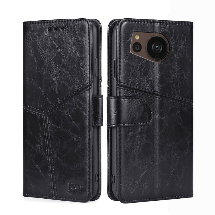 For Sharp Aquos sense7 Plus Geometric Stitching Horizontal Flip Leather Phone Case