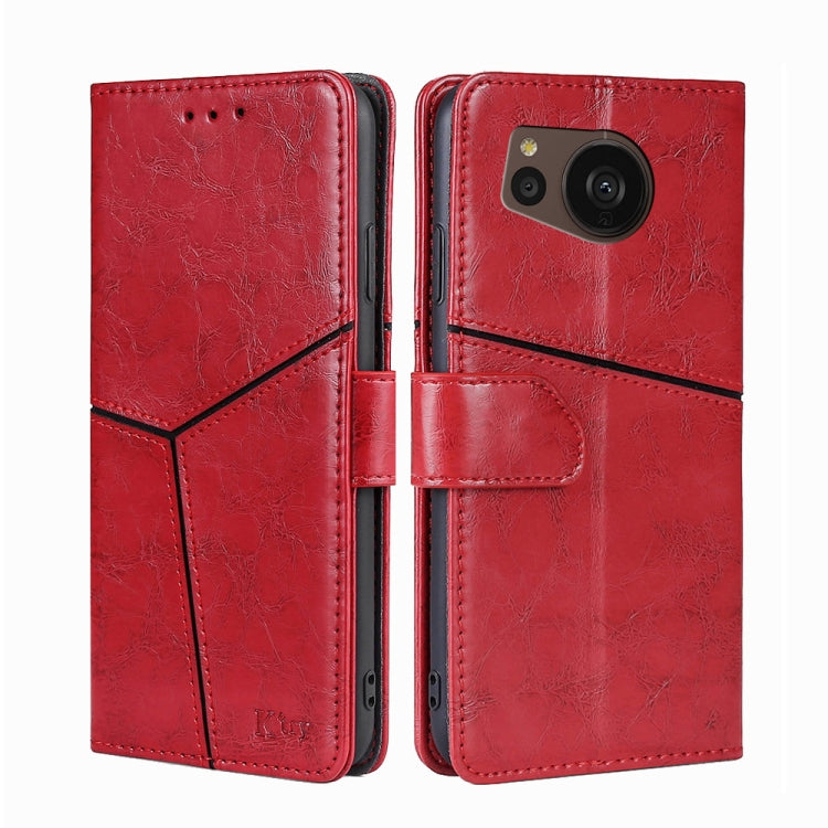 For Sharp Aquos sense7 Plus Geometric Stitching Horizontal Flip Leather Phone Case