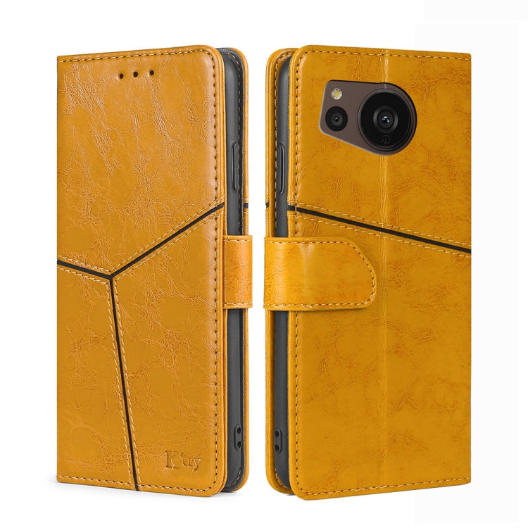 For Sharp Aquos sense7 Plus Geometric Stitching Horizontal Flip Leather Phone Case