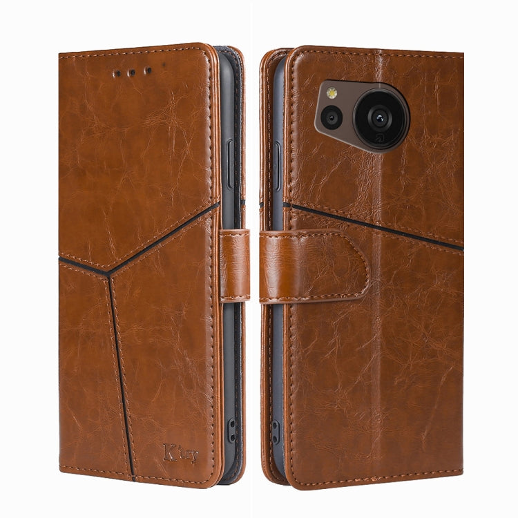 For Sharp Aquos sense7 Plus Geometric Stitching Horizontal Flip Leather Phone Case