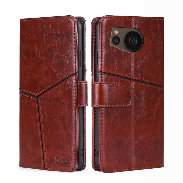 For Sharp Aquos sense7 Plus Geometric Stitching Horizontal Flip Leather Phone Case