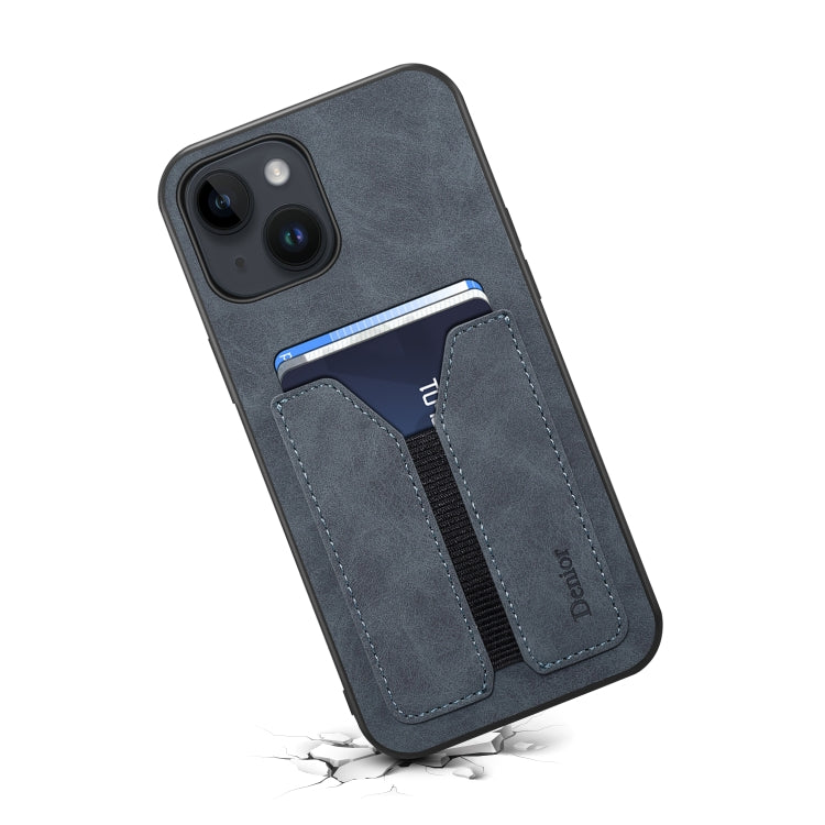 For iPhone 14 Denior DV Elastic Card PU Back Cover Phone Case
