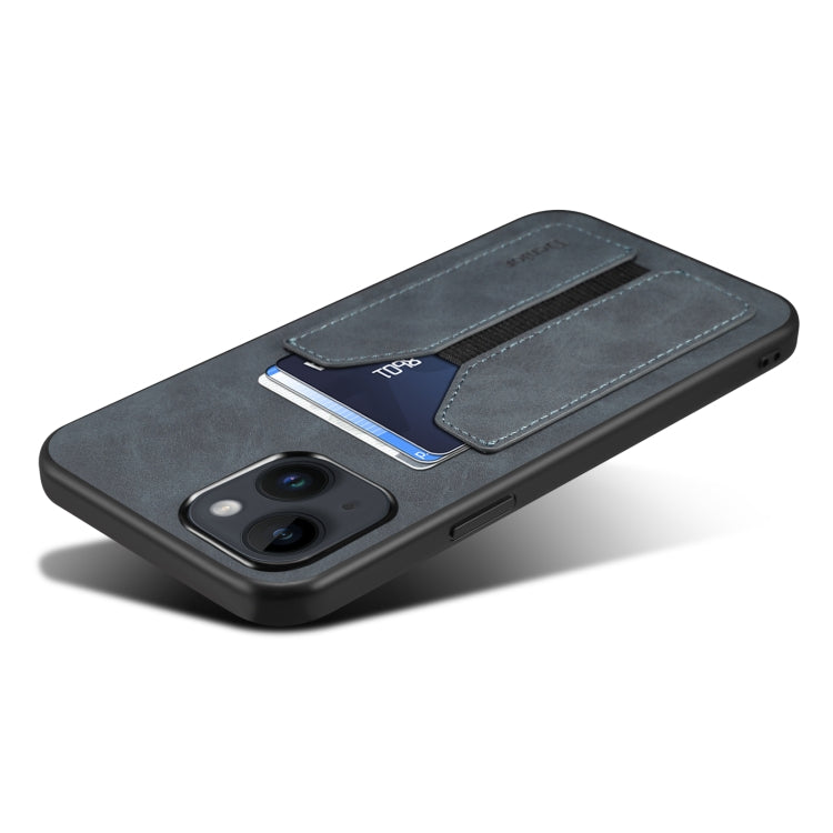 For iPhone 14 Denior DV Elastic Card PU Back Cover Phone Case