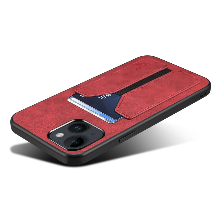 For iPhone 14 Denior DV Elastic Card PU Back Cover Phone Case