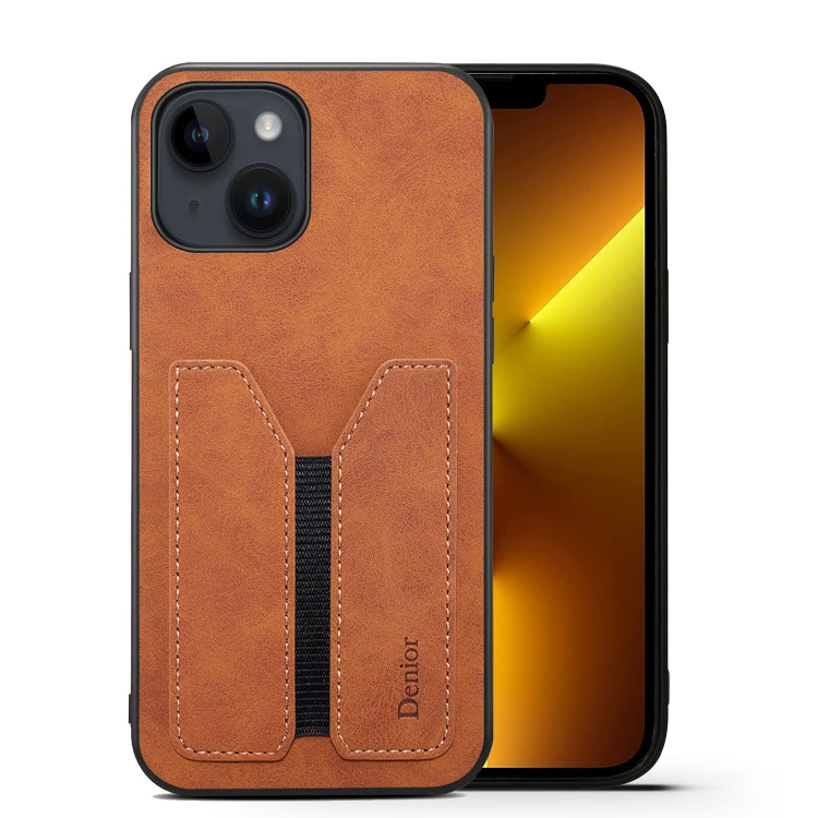 For iPhone 14 Denior DV Elastic Card PU Back Cover Phone Case