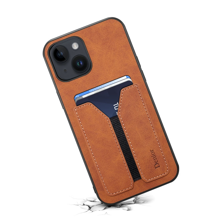 For iPhone 14 Denior DV Elastic Card PU Back Cover Phone Case