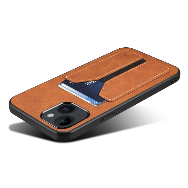For iPhone 14 Denior DV Elastic Card PU Back Cover Phone Case