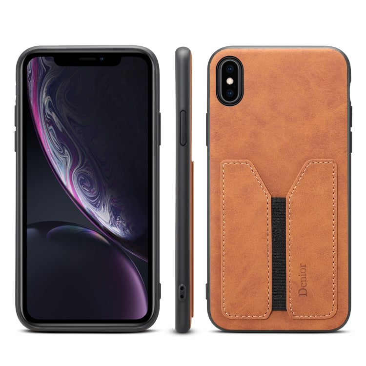 For iPhone XR Denior DV Elastic Card PU Back Cover Phone Case