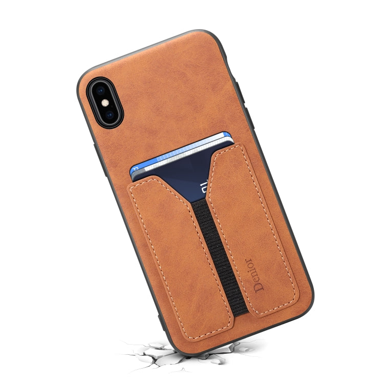 For iPhone XR Denior DV Elastic Card PU Back Cover Phone Case