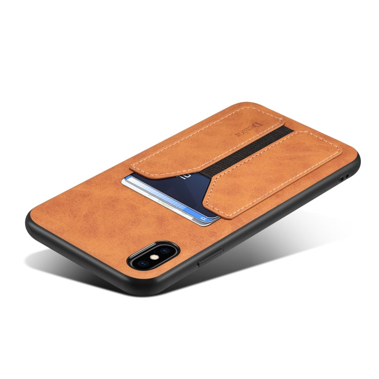 For iPhone XR Denior DV Elastic Card PU Back Cover Phone Case