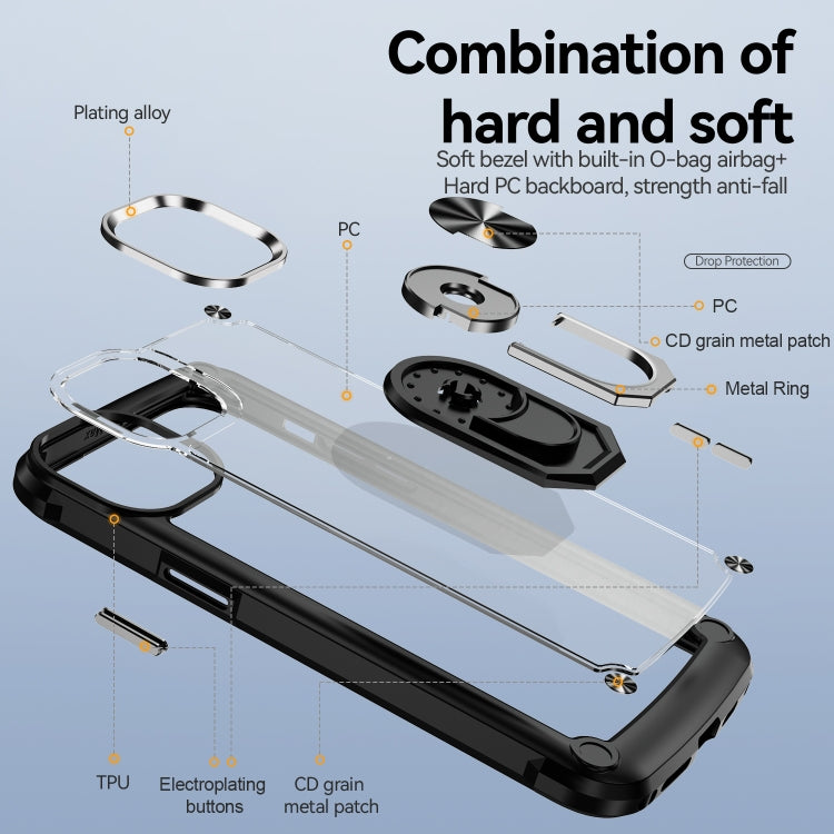 For iPhone 14 TPU + PC Lens Protection Phone Case with Ring Holder