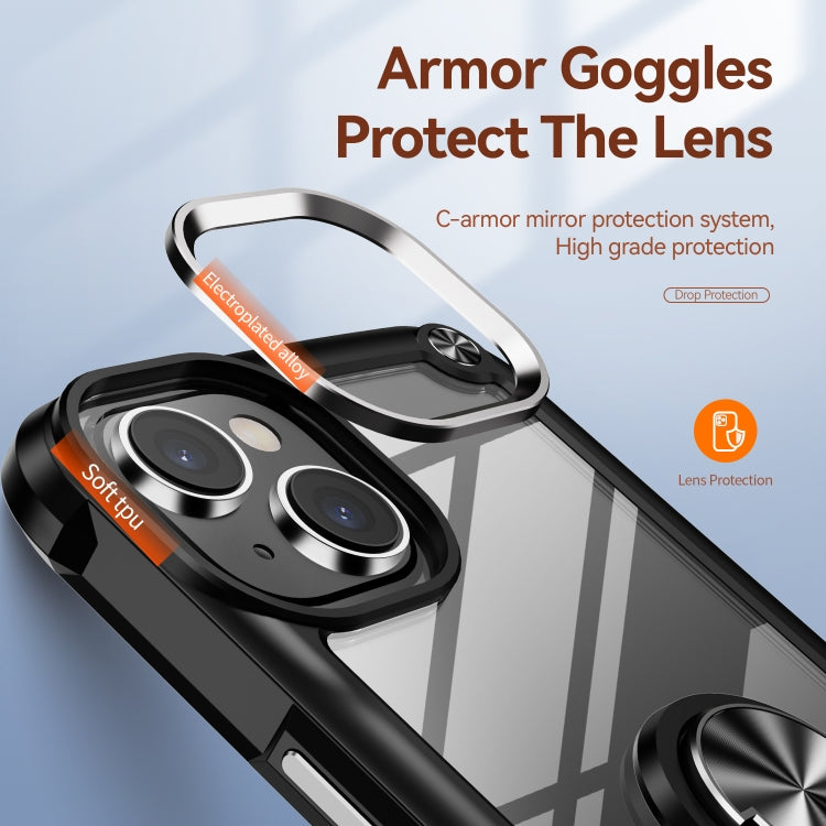 For iPhone 14 TPU + PC Lens Protection Phone Case with Ring Holder
