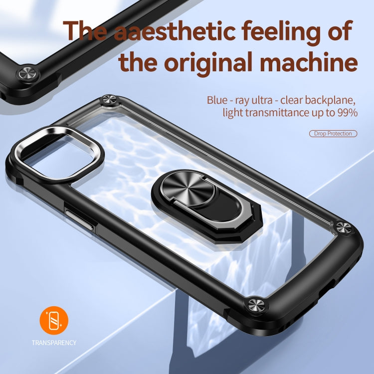 For iPhone 14 TPU + PC Lens Protection Phone Case with Ring Holder