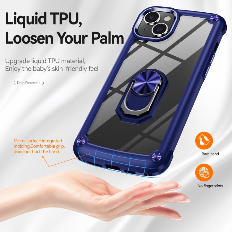 For iPhone 14 TPU + PC Lens Protection Phone Case with Ring Holder