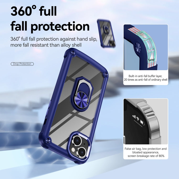 For iPhone 14 TPU + PC Lens Protection Phone Case with Ring Holder