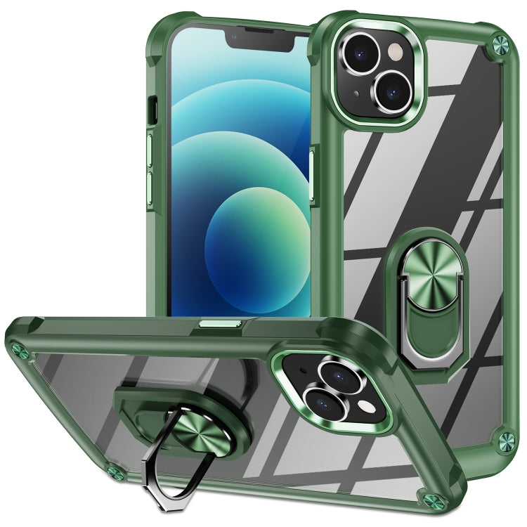 For iPhone 14 TPU + PC Lens Protection Phone Case with Ring Holder