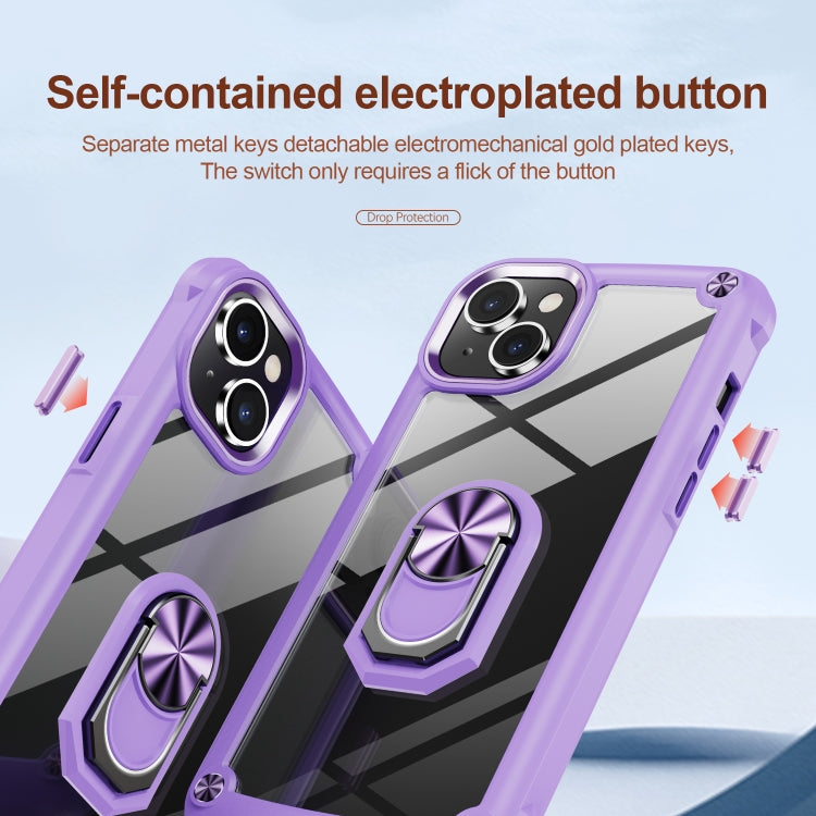 For iPhone 14 TPU + PC Lens Protection Phone Case with Ring Holder