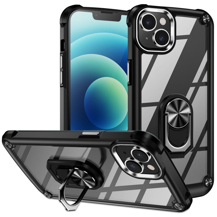 For iPhone 14 Plus TPU + PC Lens Protection Phone Case with Ring Holder