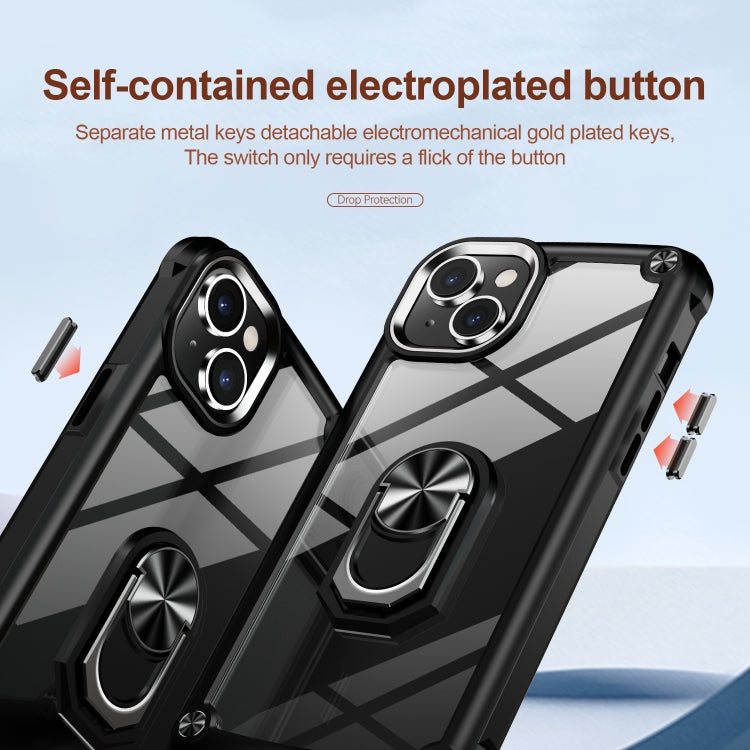 For iPhone 14 Plus TPU + PC Lens Protection Phone Case with Ring Holder