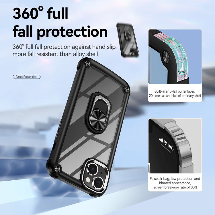For iPhone 14 Plus TPU + PC Lens Protection Phone Case with Ring Holder