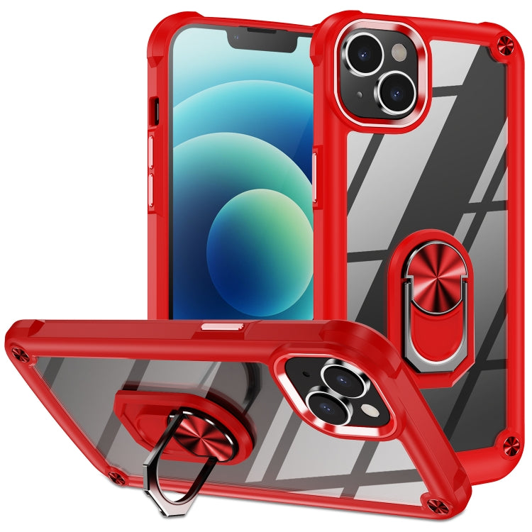 For iPhone 14 Plus TPU + PC Lens Protection Phone Case with Ring Holder