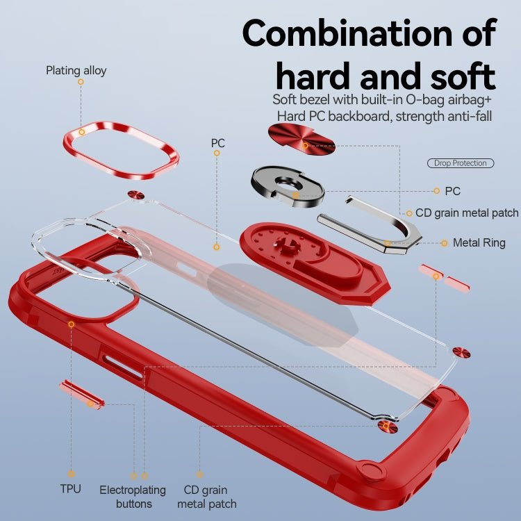 For iPhone 14 Plus TPU + PC Lens Protection Phone Case with Ring Holder