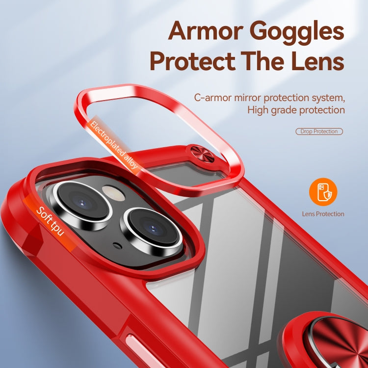 For iPhone 14 Plus TPU + PC Lens Protection Phone Case with Ring Holder