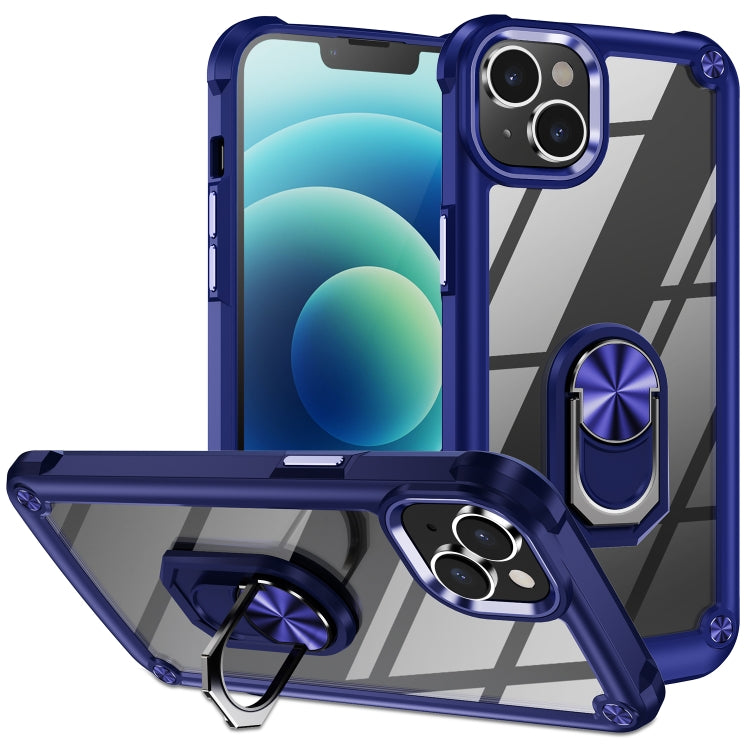For iPhone 14 Plus TPU + PC Lens Protection Phone Case with Ring Holder