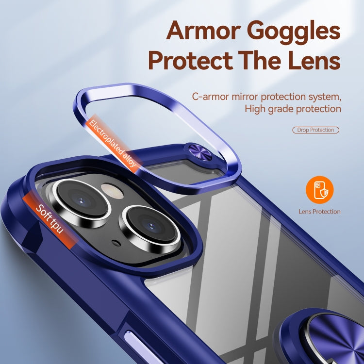 For iPhone 14 Plus TPU + PC Lens Protection Phone Case with Ring Holder