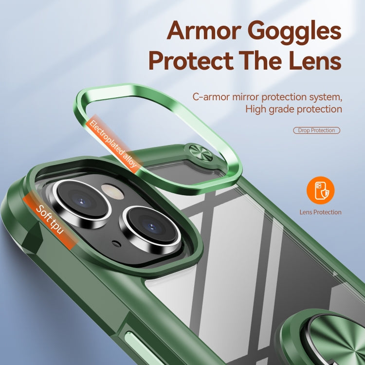 For iPhone 14 Plus TPU + PC Lens Protection Phone Case with Ring Holder