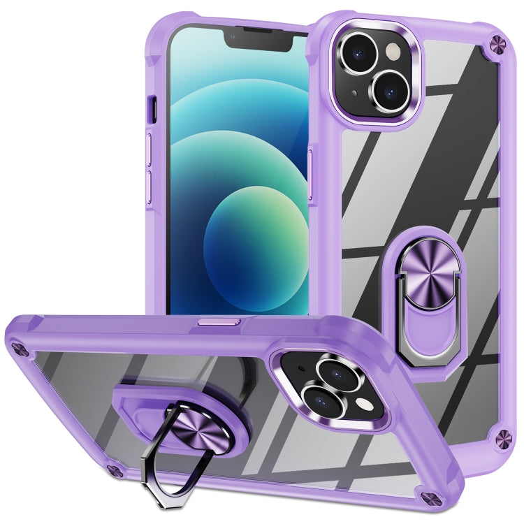 For iPhone 14 Plus TPU + PC Lens Protection Phone Case with Ring Holder