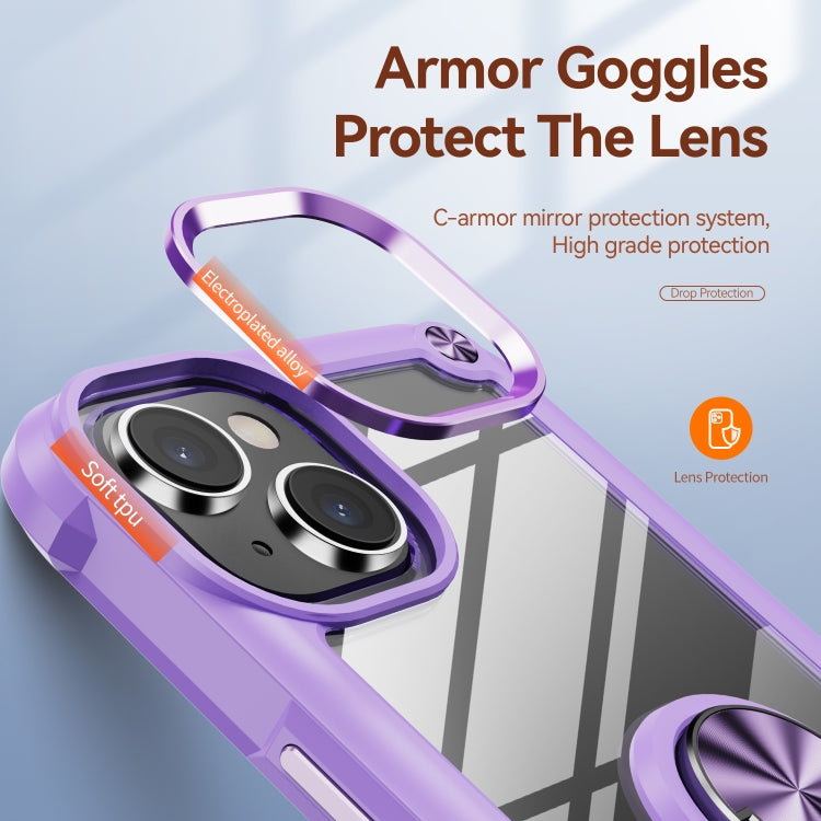 For iPhone 14 Plus TPU + PC Lens Protection Phone Case with Ring Holder