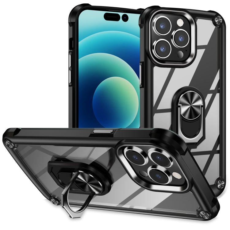 For iPhone 14 Pro TPU + PC Lens Protection Phone Case with Ring Holder