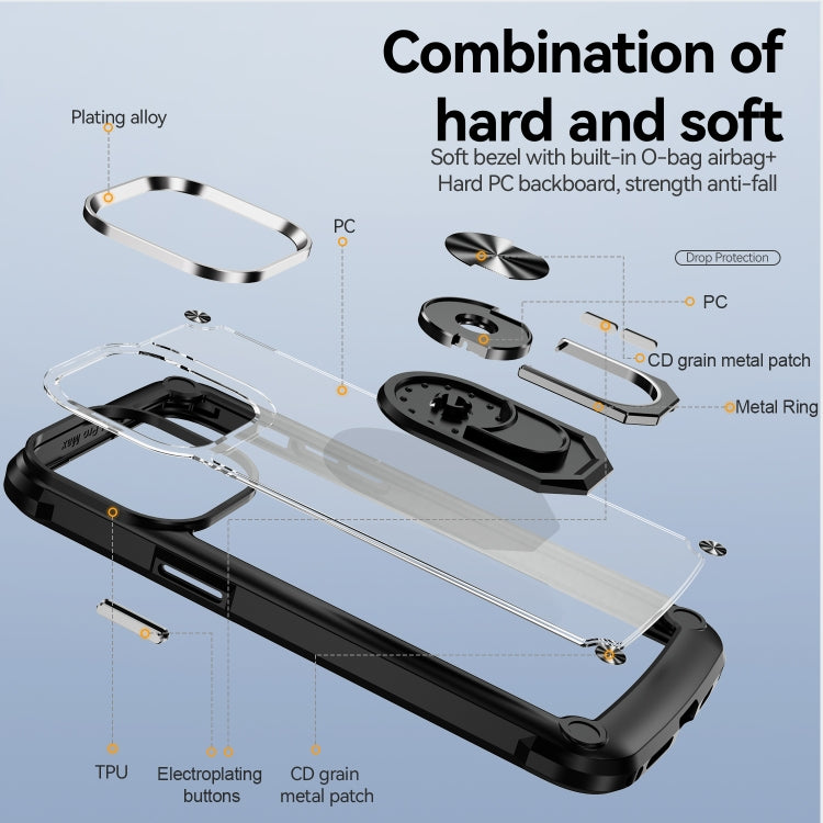 For iPhone 14 Pro TPU + PC Lens Protection Phone Case with Ring Holder