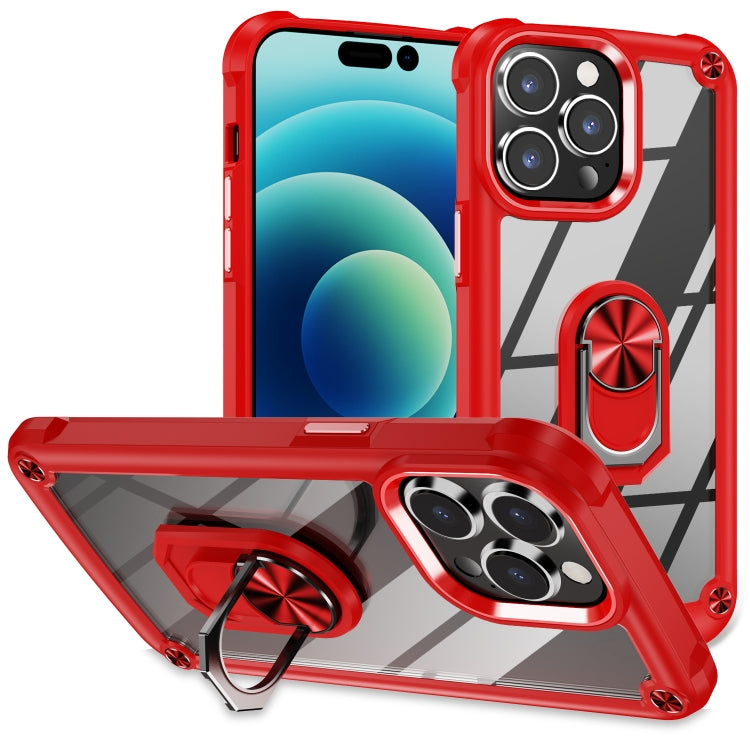For iPhone 14 Pro TPU + PC Lens Protection Phone Case with Ring Holder