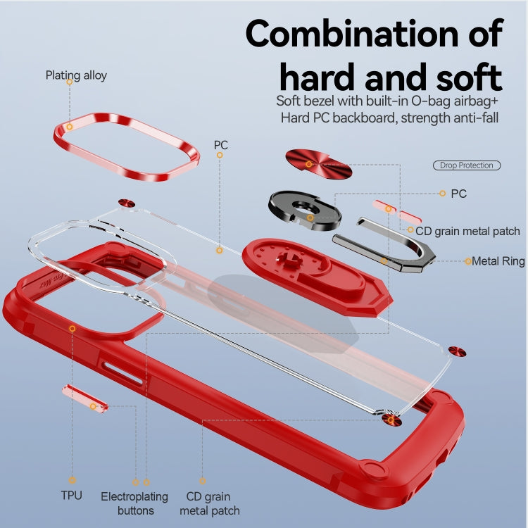 For iPhone 14 Pro TPU + PC Lens Protection Phone Case with Ring Holder
